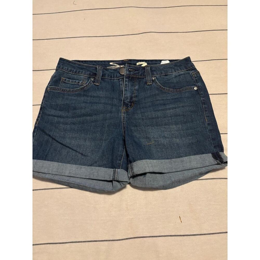 Seven7 Denim Shorts Cuffed Blue Wash Mid Rise Women Size 4